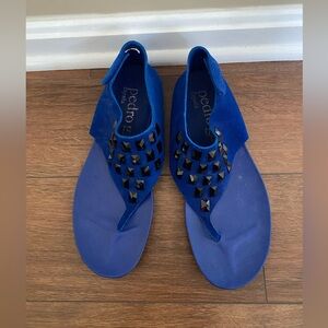 Pedro Garcia Cobalt Blue Studded Slide Sandals